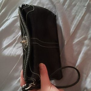 Coach Mini Bag Patent Black Pouch Wristlet